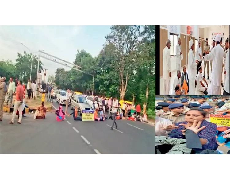 સત્યાગ્રહ છાવણી પાસે પોલીસ પરિવાર અને એલઆરડી મહિલાઓનો ચક્કાજામ