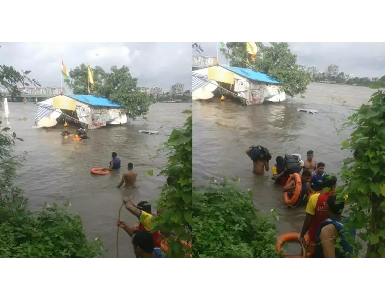 નાનપુરા નાવડીવારે આવેલા મંદિરમાં પાણી ફરી વળતા ત્રણ પૂજારી ફસાયા